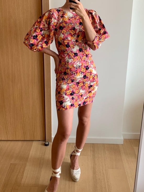 Monkl Dresses & Skirts - ASOS Monkl Floral Puff-Sleeve Mini Dress in Pink